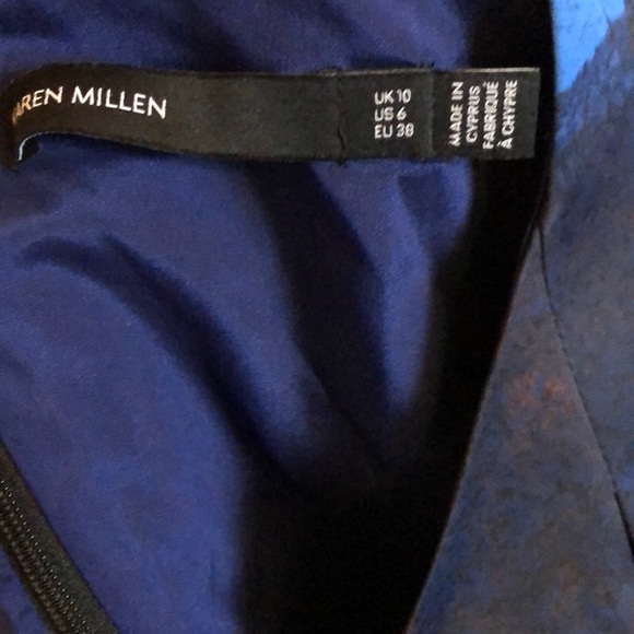 Karen Millen blue graphic fitted dress 4-6 UK 10 - Picture 9 of 9